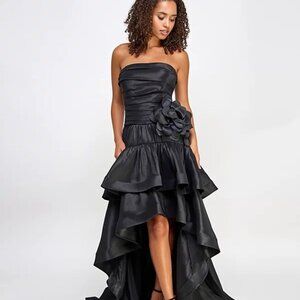 City Studios Juniors' Strapless High-Low Taffeta Gown Black Size 11/12